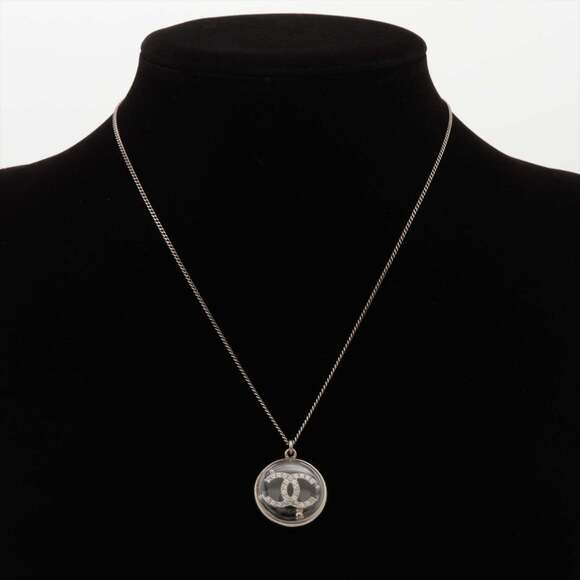 CHANEL Silver Logo Necklace